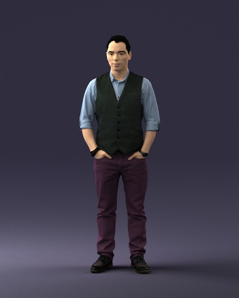 Man in a shirt and vest 0203 3D model_36