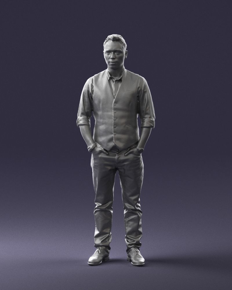 Man in a shirt and vest 0203 3D model_1