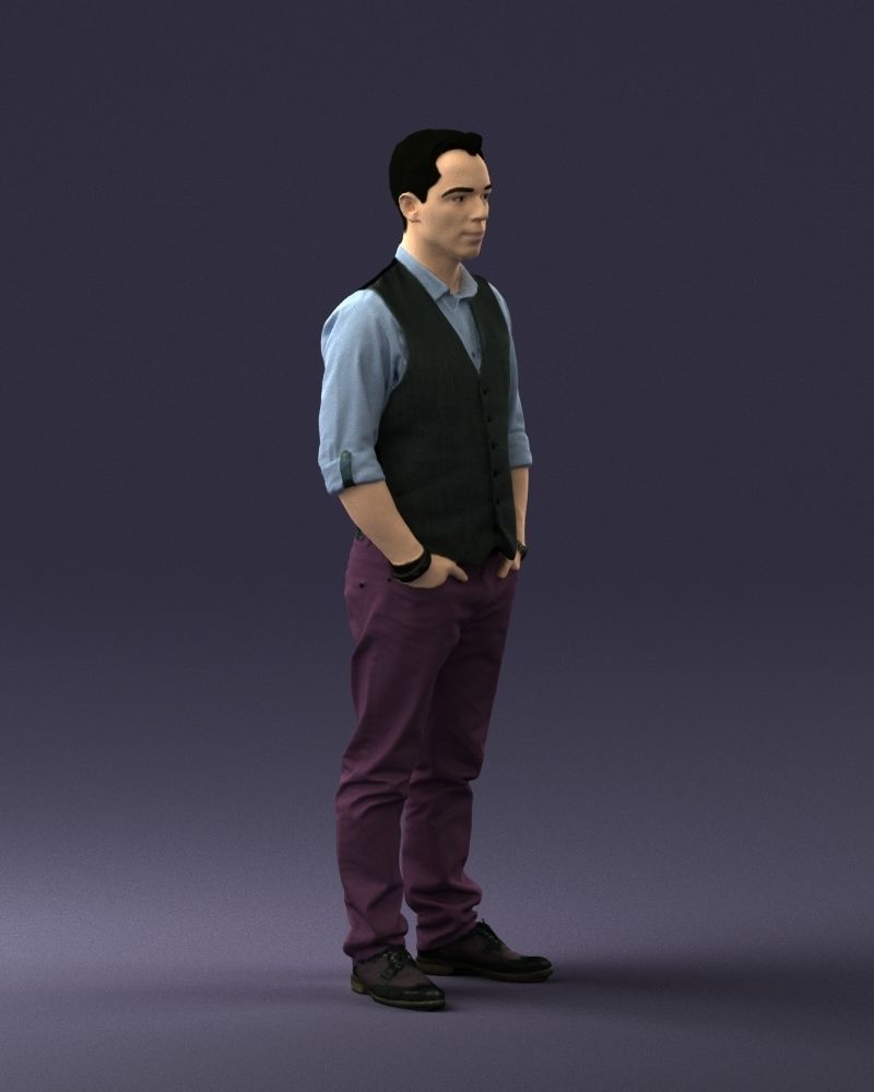 Man in a shirt and vest 0203 3D model_9