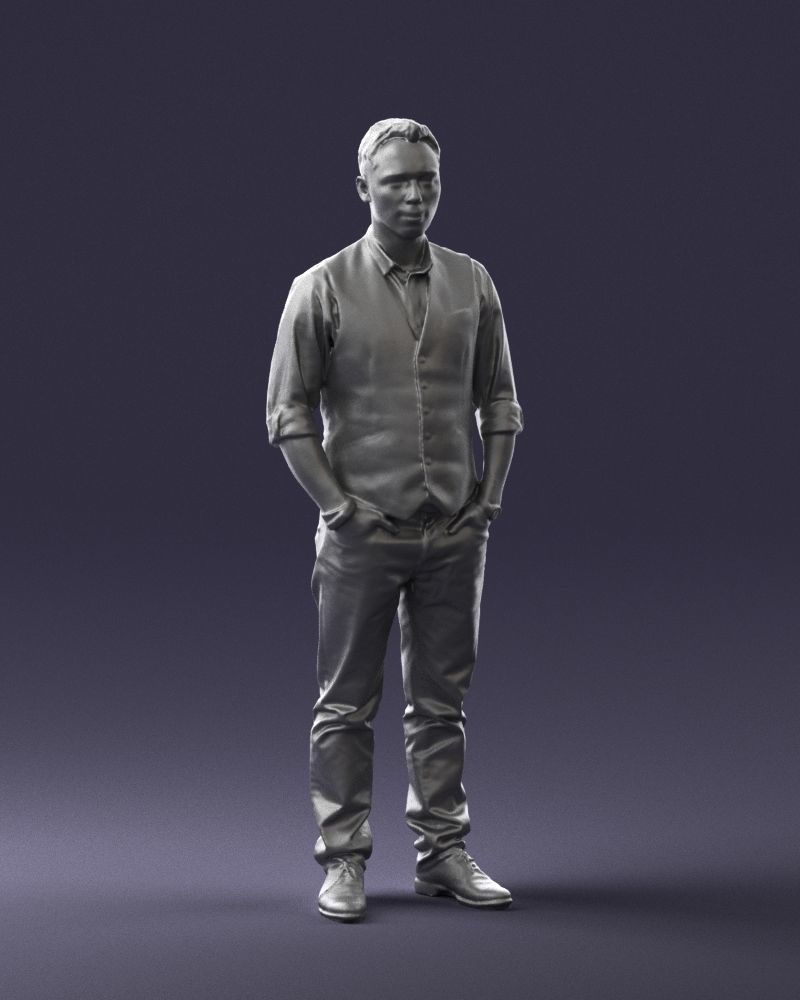 Man in a shirt and vest 0203 3D model_7