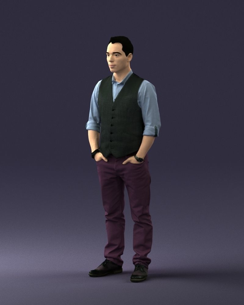 Man in a shirt and vest 0203 3D model_30