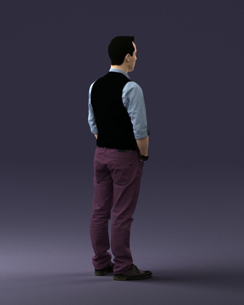 Man in a shirt and vest 0203 3D model_15