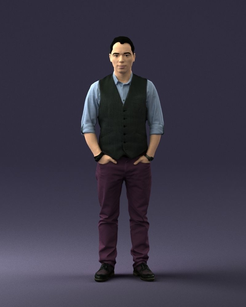 Man in a shirt and vest 0203 3D model_3