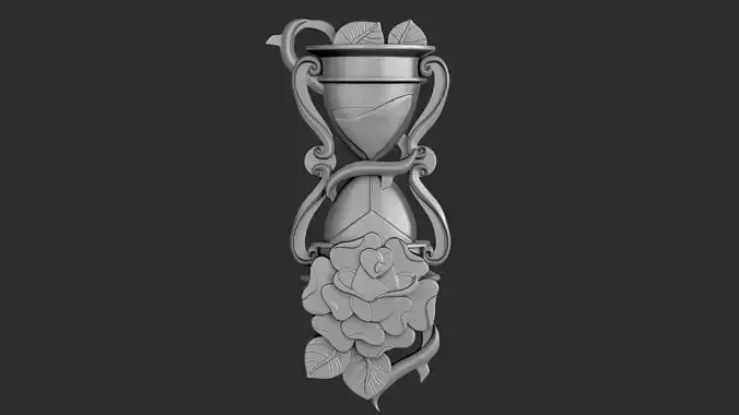 STL models for 3D printing and CNC Hourglass with rose