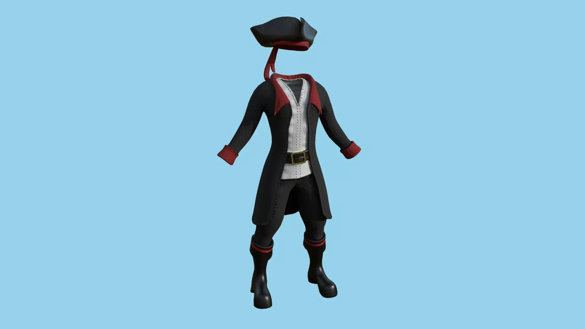 Pirate Costume 02 Black Red - Character Design Fashion Low-poly 3D model