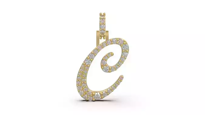 Initial Letter C Necklace Pendant Alphabet Pendant