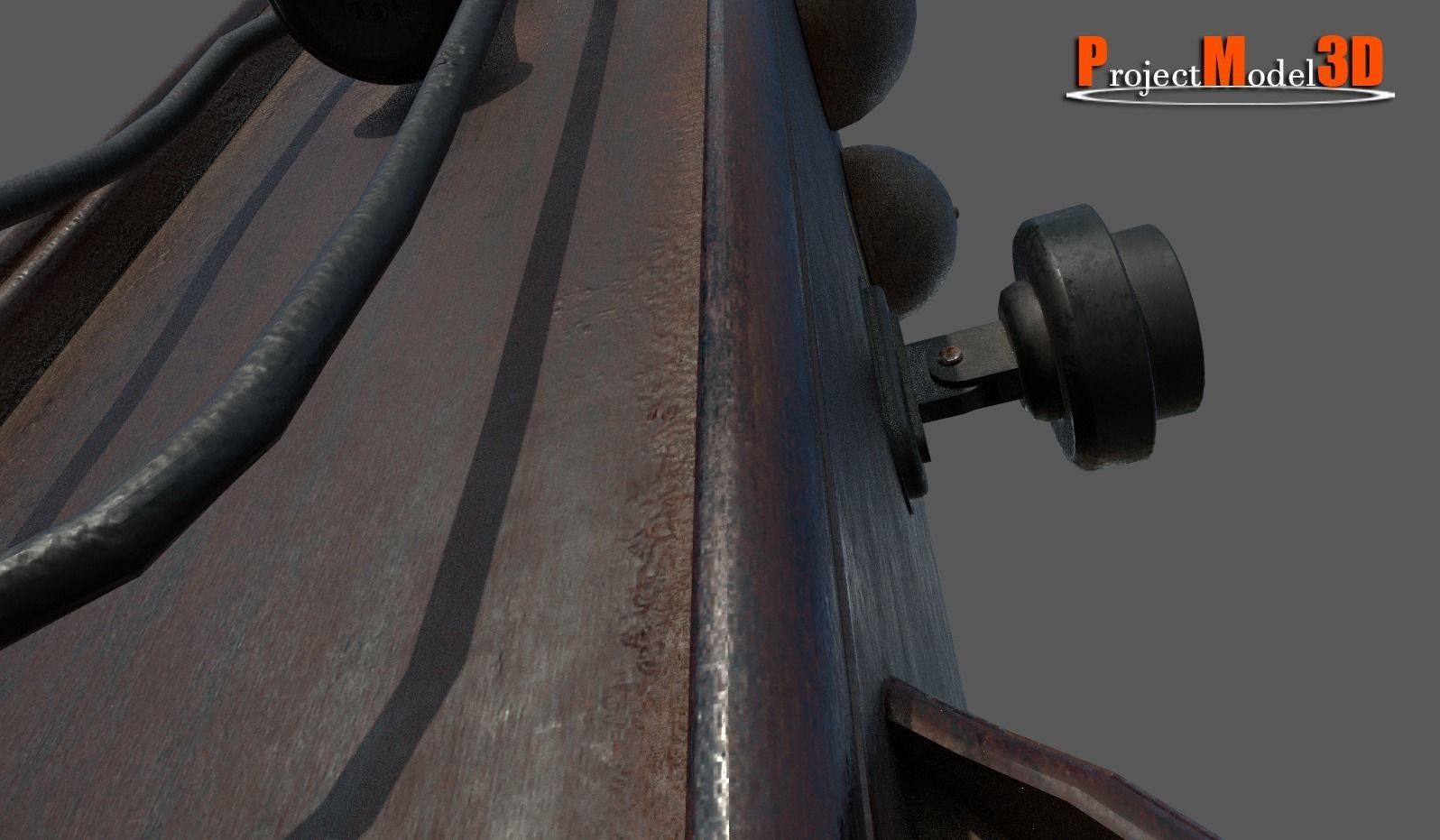 Old wooden telephone Low-poly 3D model_4