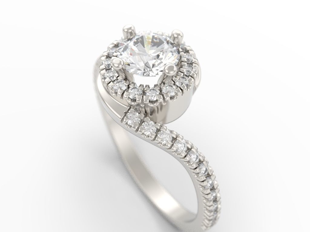Engagement ring with halo 3D print model_9