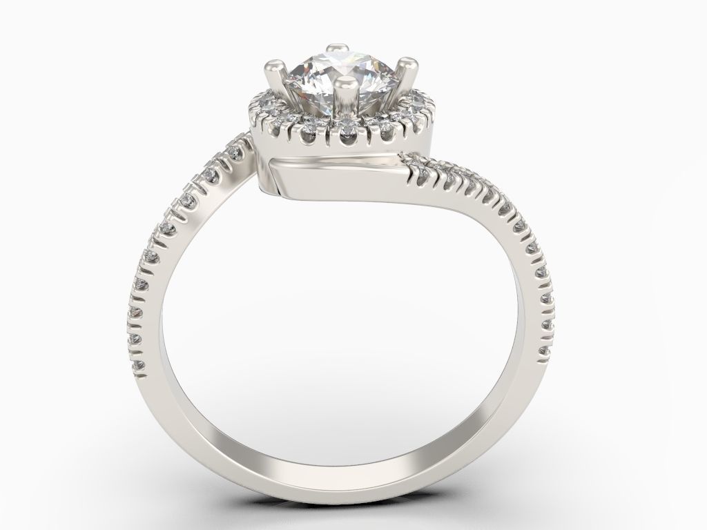 Engagement ring with halo 3D print model_7