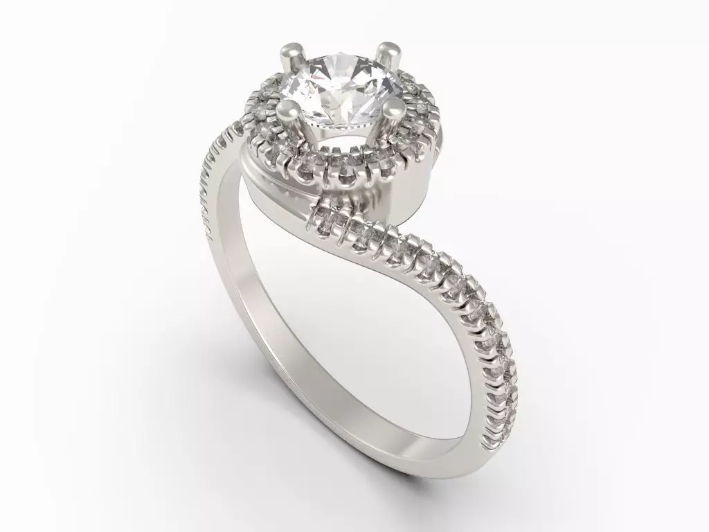 Engagement ring with halo 3D print model_0