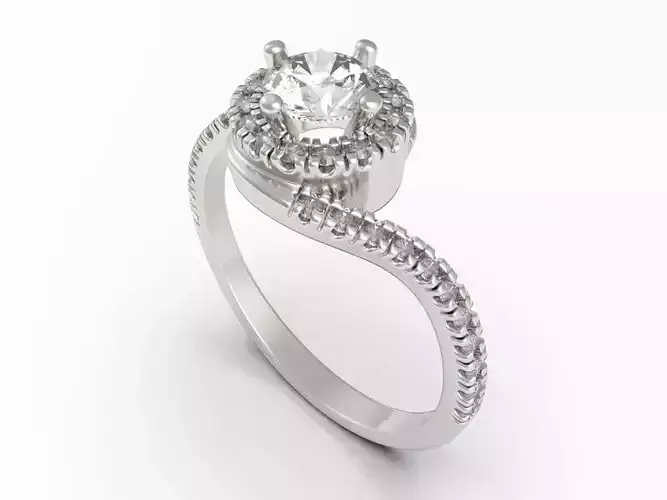Engagement ring with halo 3D print model