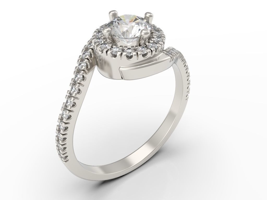 Engagement ring with halo 3D print model_4