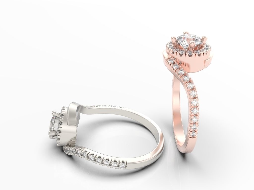 Engagement ring with halo 3D print model_13