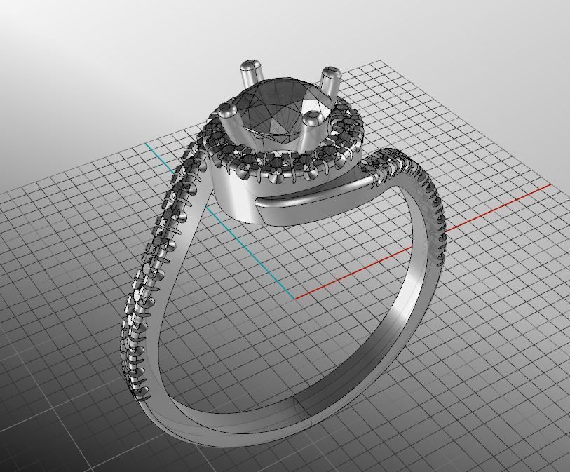 Engagement ring with halo 3D print model_20