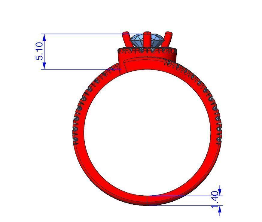 Engagement ring with halo 3D print model_17