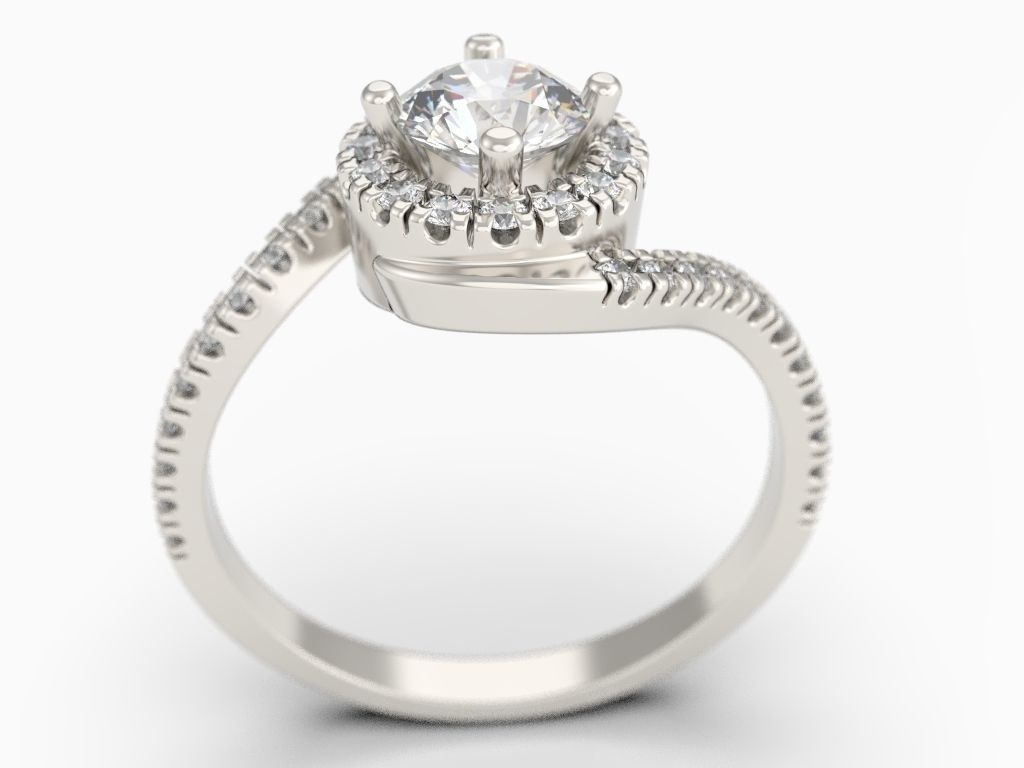 Engagement ring with halo 3D print model_11