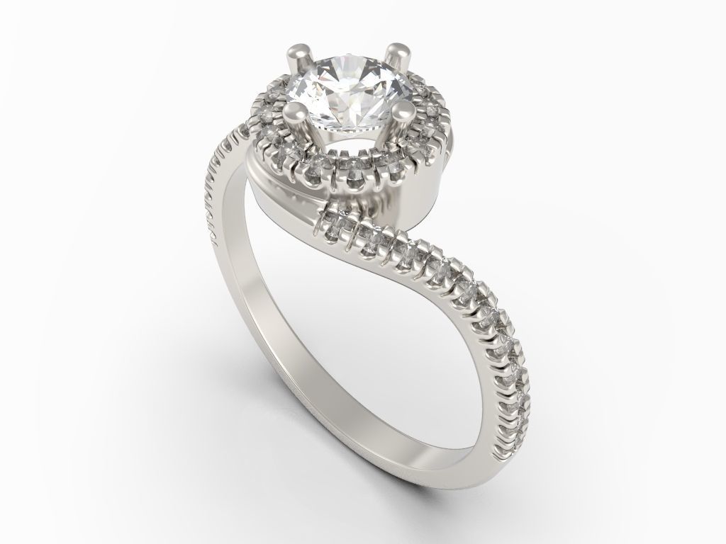 Engagement ring with halo 3D print model_1