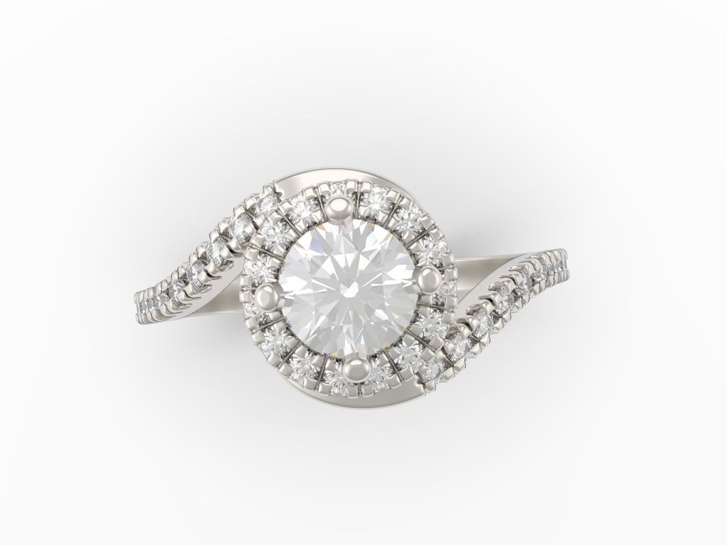Engagement ring with halo 3D print model_2