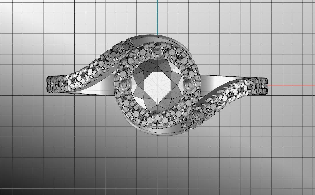 Engagement ring with halo 3D print model_22