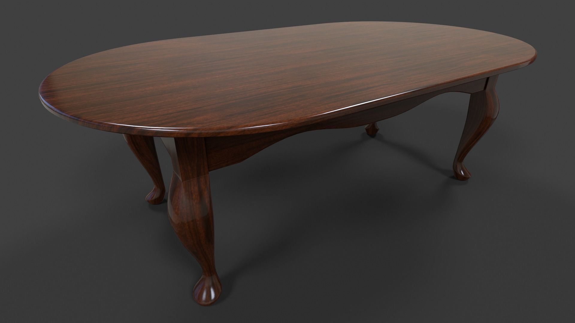 Oval Cofee Table - Low Poly Low-poly 3D model_2