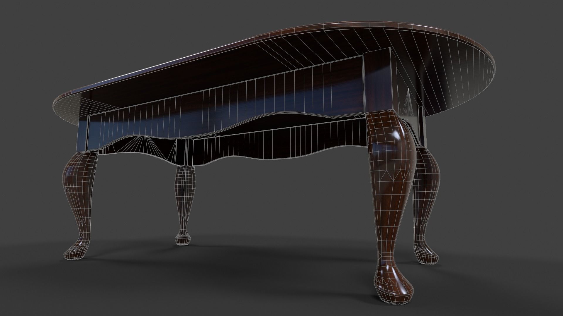 Oval Cofee Table - Low Poly Low-poly 3D model_7
