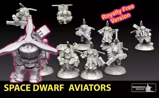Space Dwarf Aviators ROYALTY FREE VERSION 3D print model
