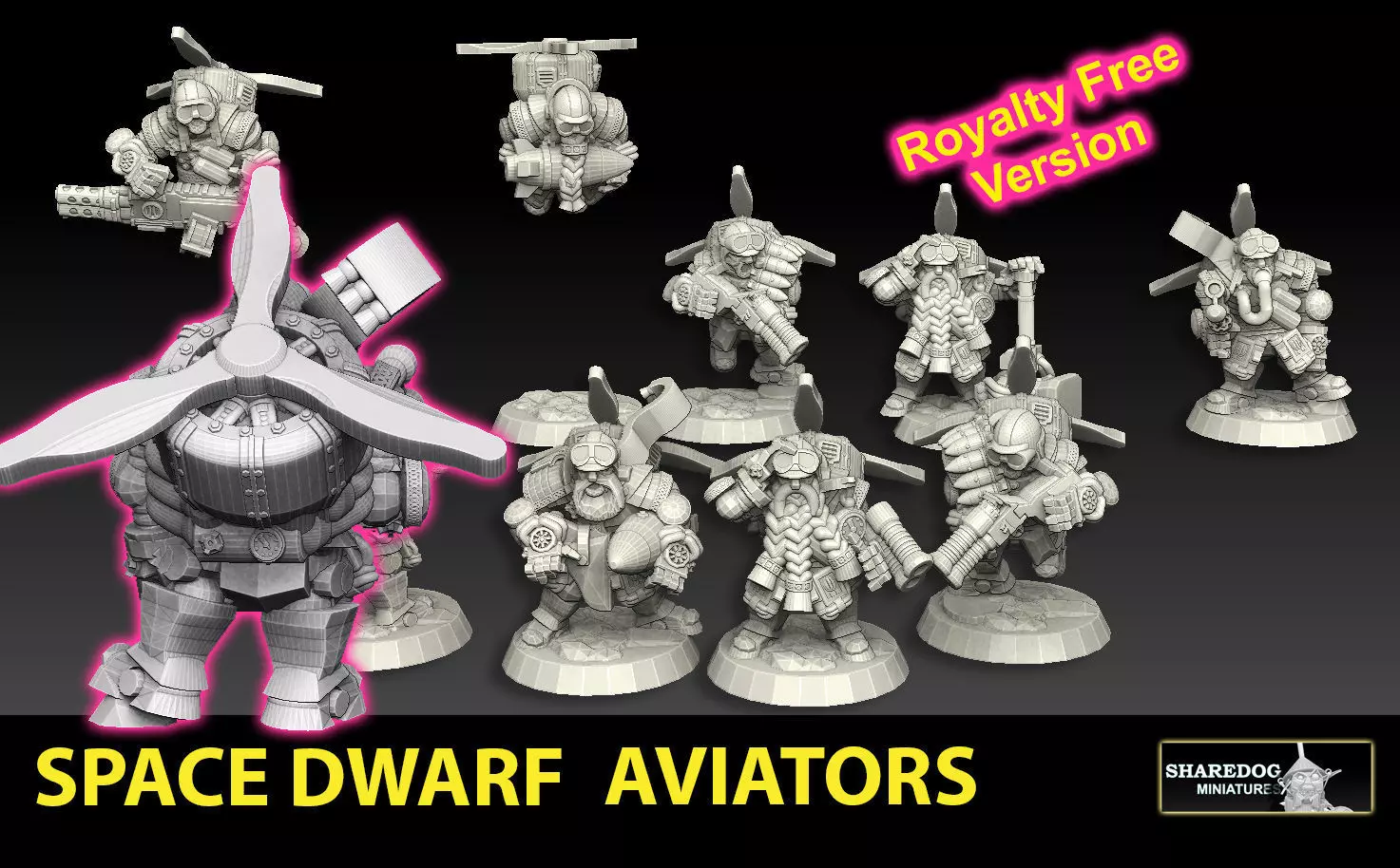 Space Dwarf Aviators ROYALTY FREE VERSION 3D print model_0