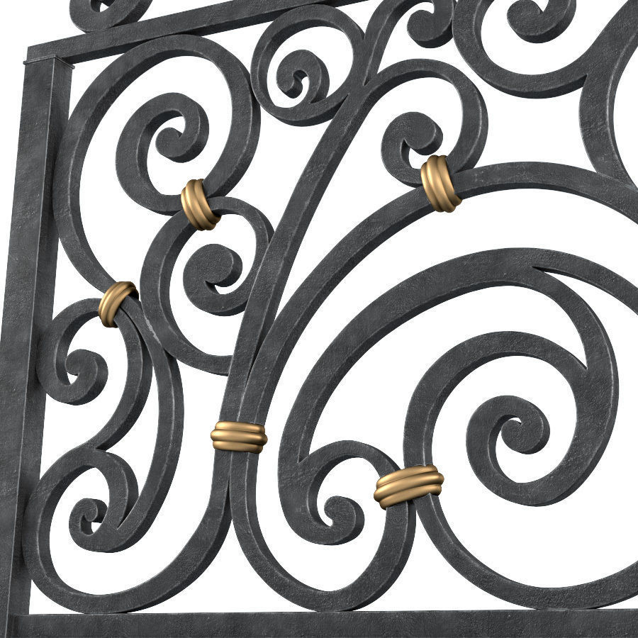 Classic Forged Fence 3D model_2