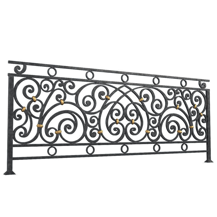 Classic Forged Fence 3D model_1