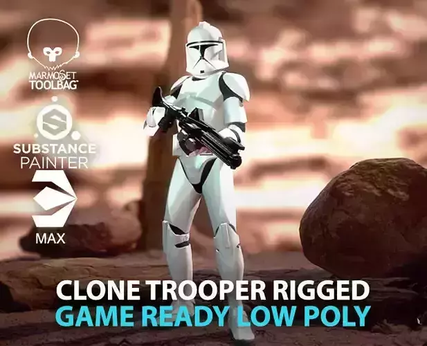 Clone Trooper Rigged Low-poly 3D model