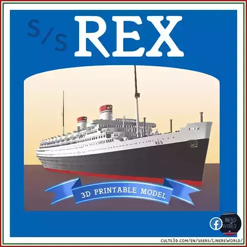 SS Rex ocean liner full hull and waterline printable model  3D print model