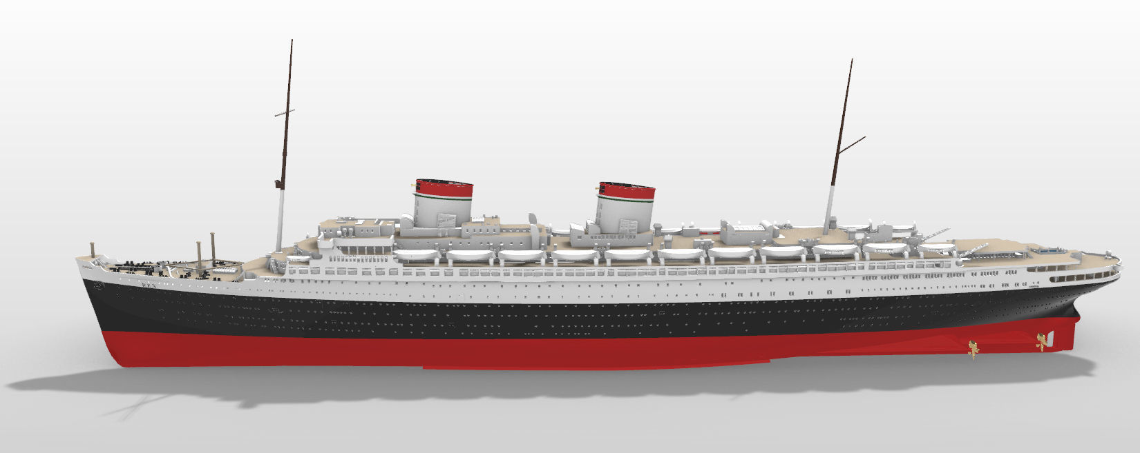 SS Rex ocean liner full hull and waterline printable model  3D print model_2