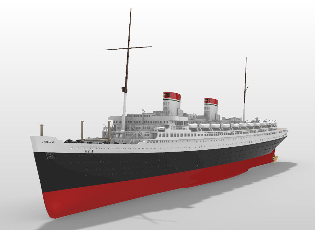 SS Rex ocean liner full hull and waterline printable model  3D print model_1