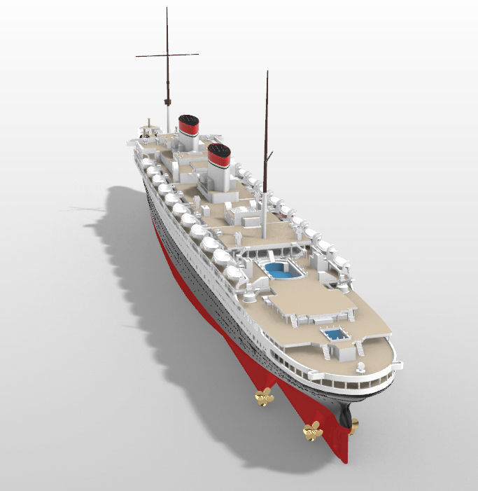 SS Rex ocean liner full hull and waterline printable model  3D print model_4