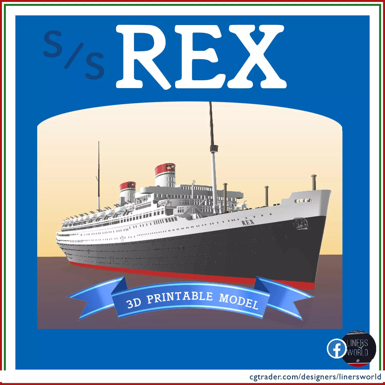 SS Rex ocean liner full hull and waterline printable model  3D print model_0