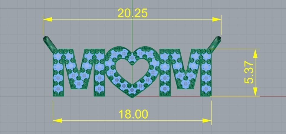 527 Pendant with letters M and a heart 3D print model_4