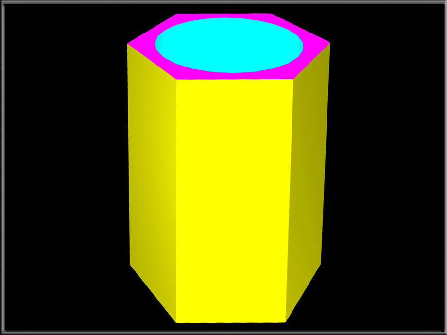Hexagon - Circle Hole Low-poly 3D model_1