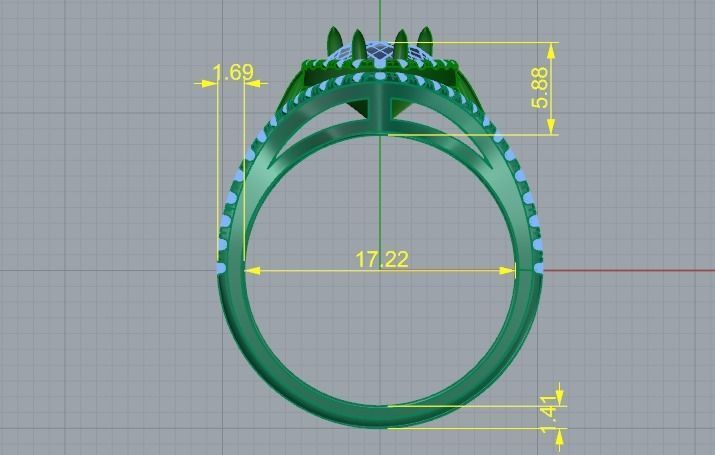 544 Ring with stones 3D print model_4