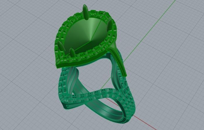 544 Ring with stones 3D print model_9