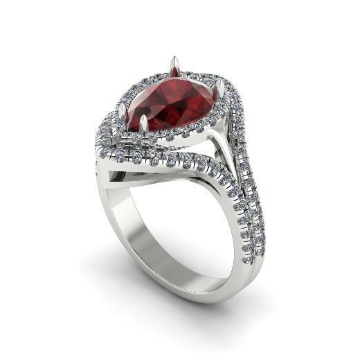 544 Ring with stones 3D print model_3