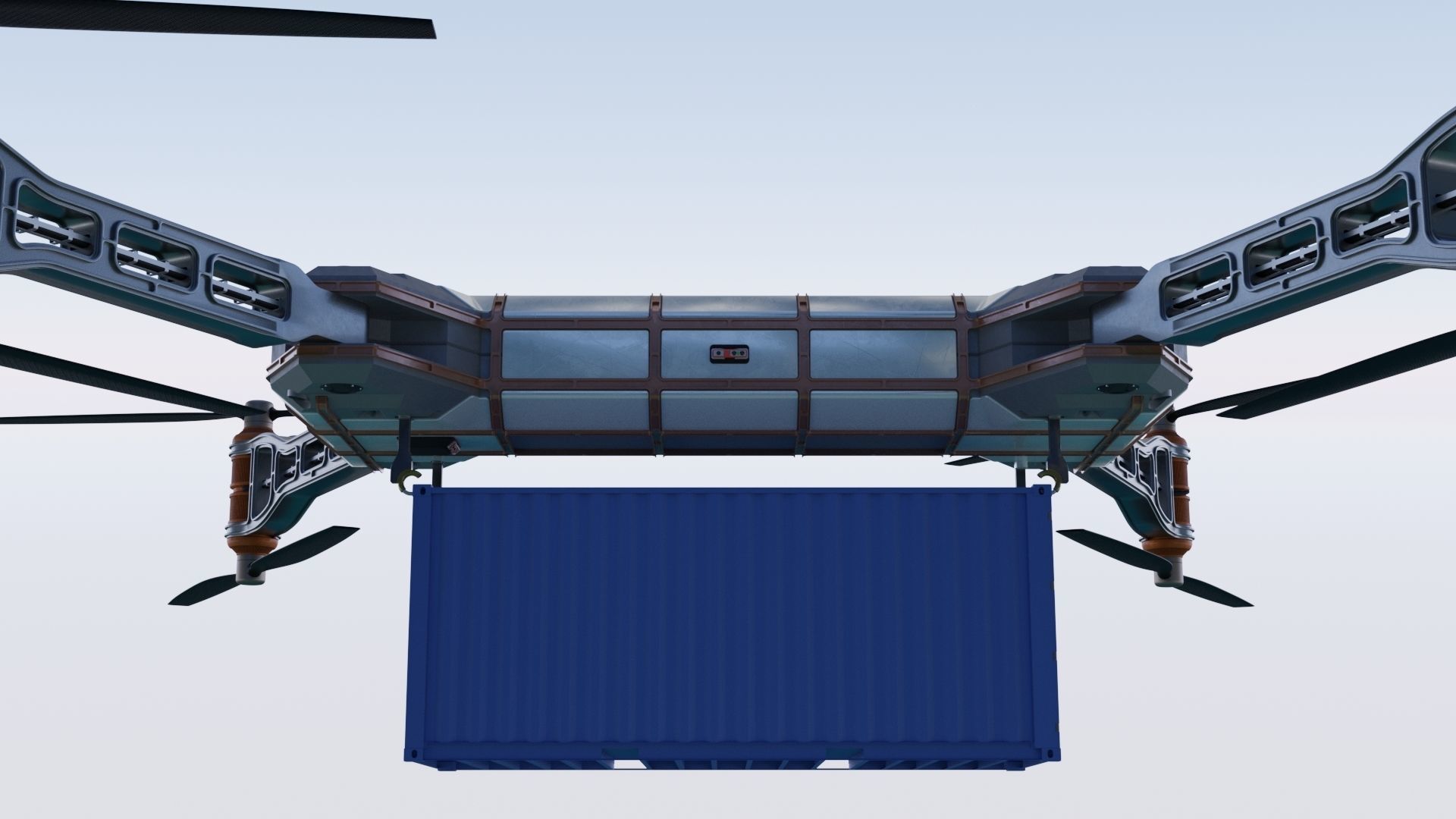 Sci Fi industrial mega Cargo Drone 3D model_6