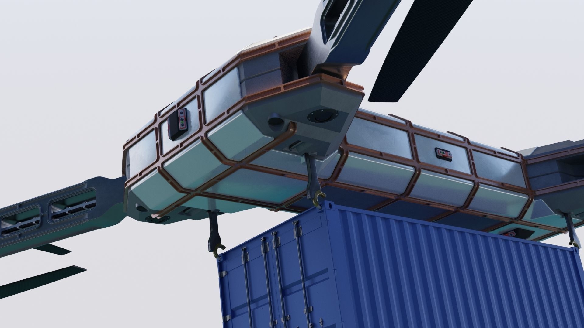 Sci Fi industrial mega Cargo Drone 3D model_3