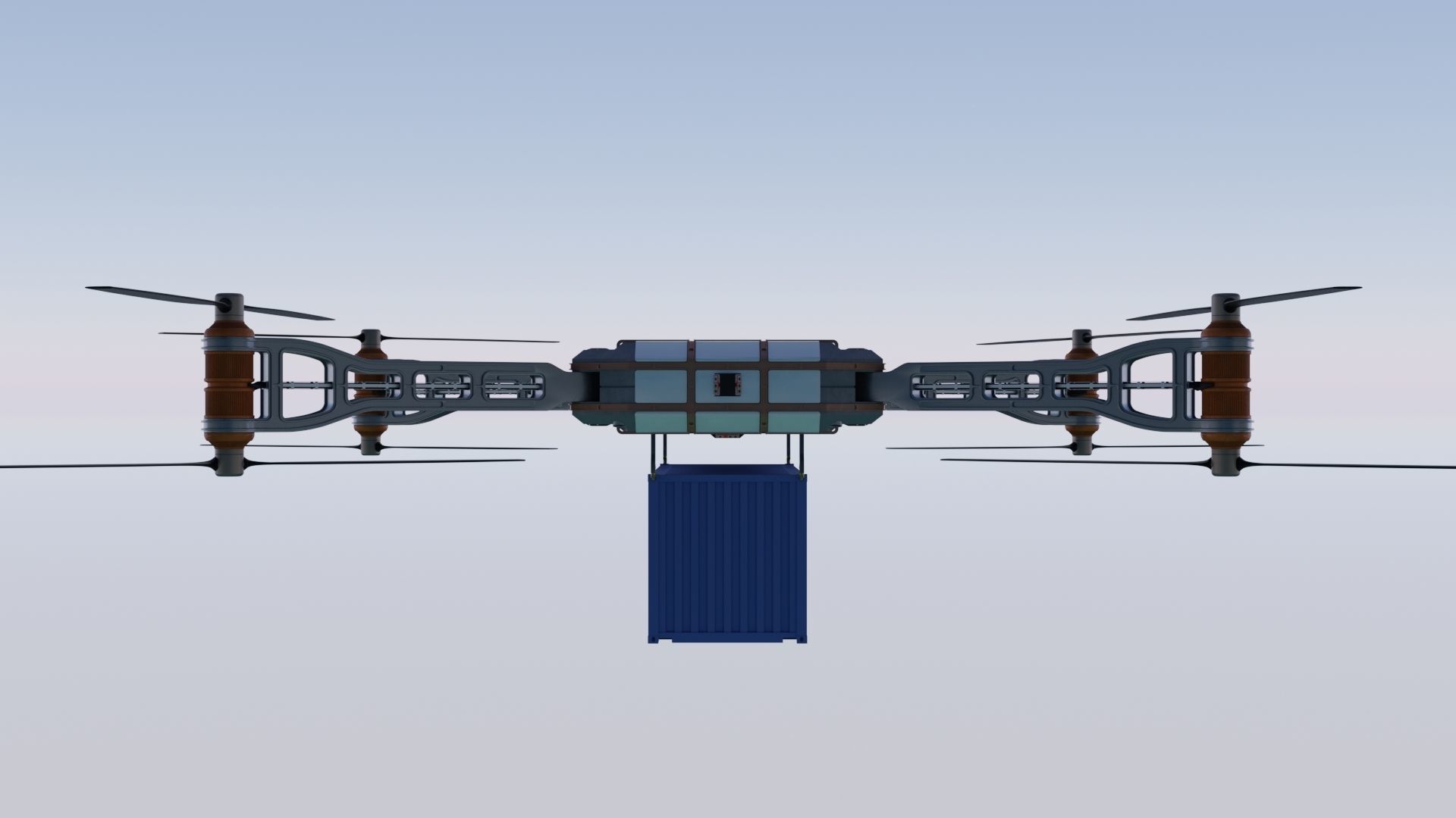Sci Fi industrial mega Cargo Drone 3D model_5