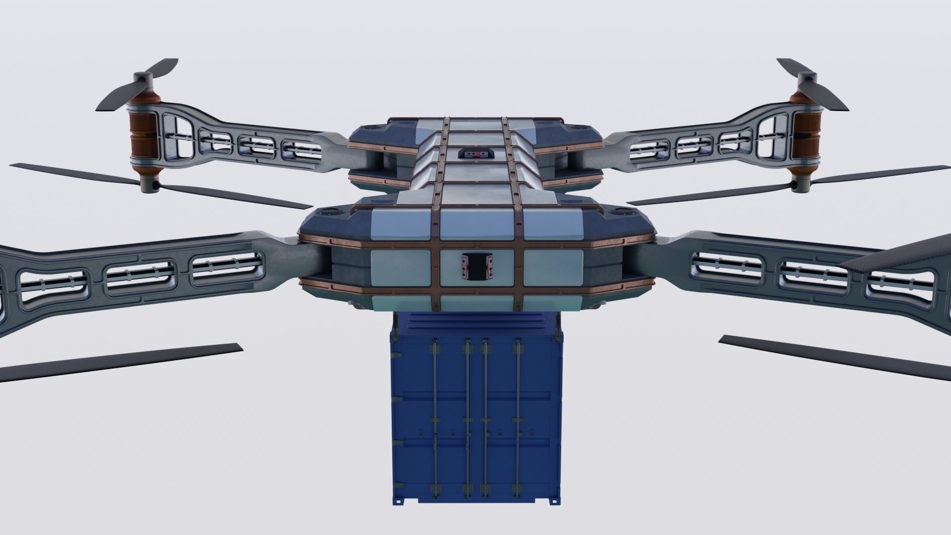 Sci Fi industrial mega Cargo Drone 3D model_7