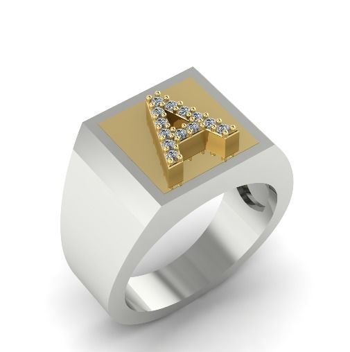 589 Ring with the letter A 3D print model_2