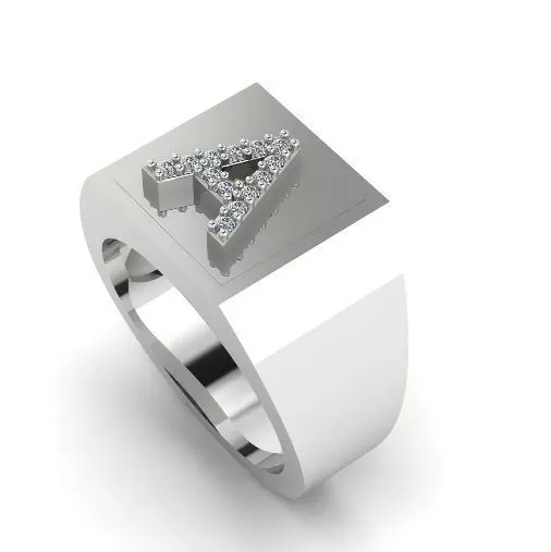 589 Ring with the letter A 3D print model_0