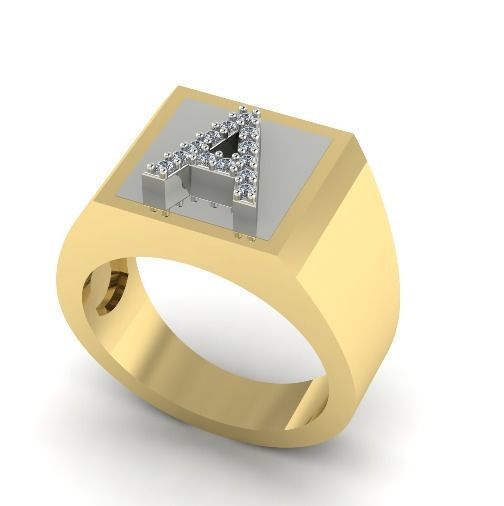 589 Ring with the letter A 3D print model_1