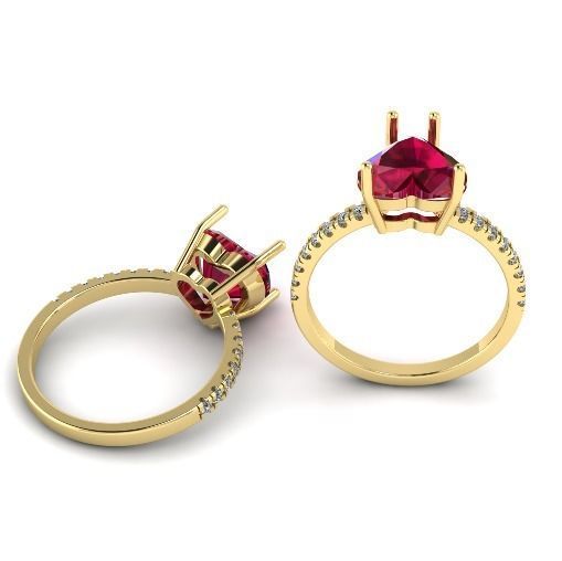 610 Ring with a stone in the form of a heart 3D print model_2