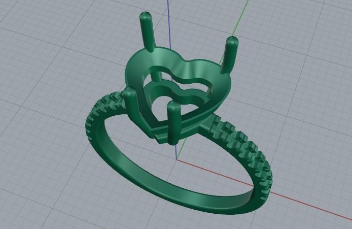 610 Ring with a stone in the form of a heart 3D print model_5