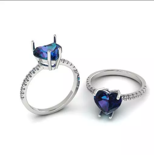 610 Ring with a stone in the form of a heart 3D print model_0